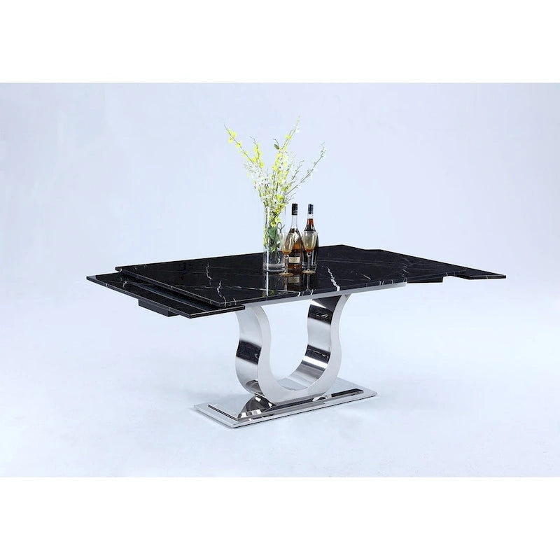 Dining Table with Black Marquina Marble Top