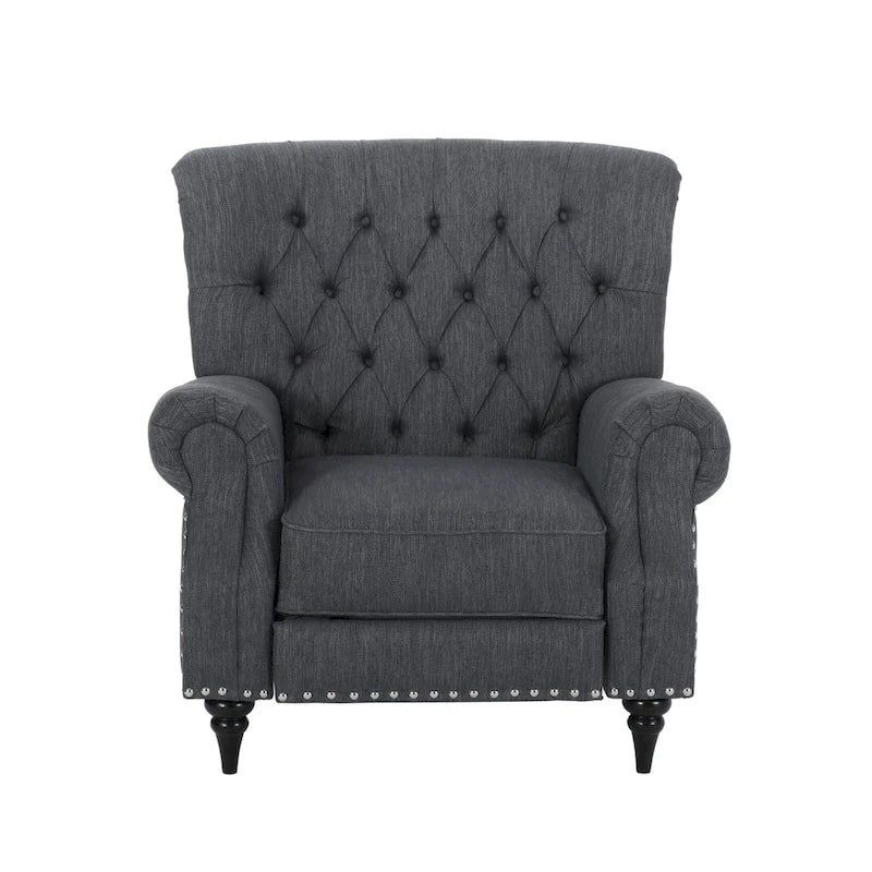 Fabric and Rubberwood Recliner with Nailhead Trim by