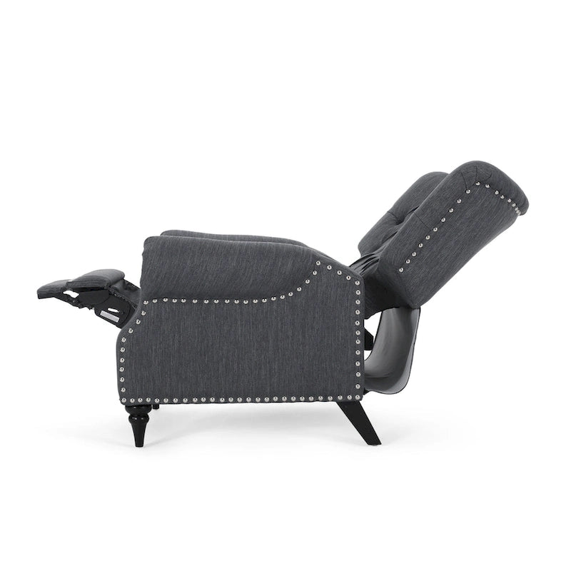 Fabric and Rubberwood Recliner with Nailhead Trim by