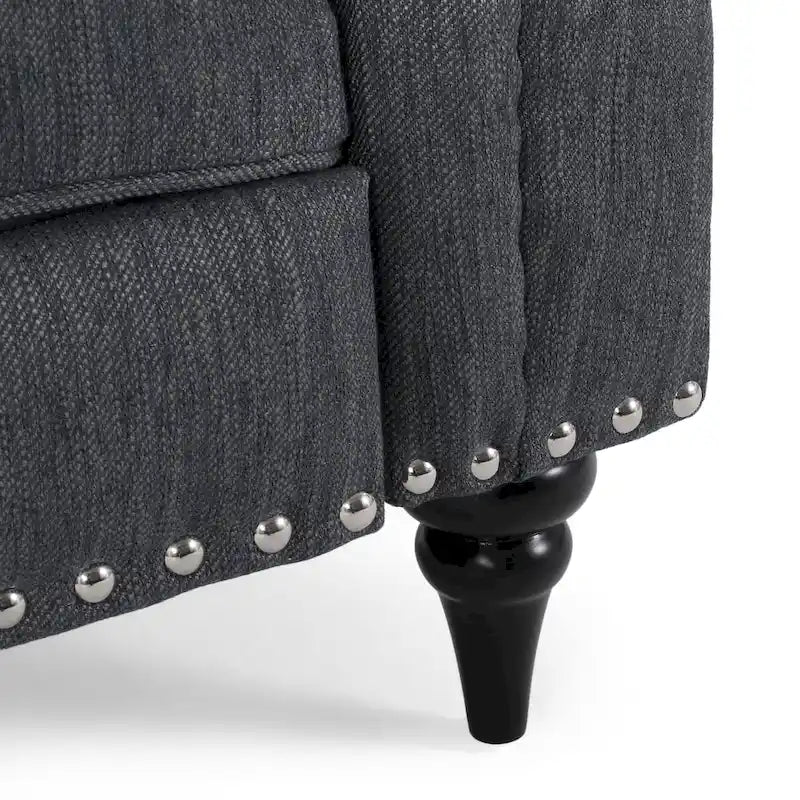 Fabric and Rubberwood Recliner with Nailhead Trim by