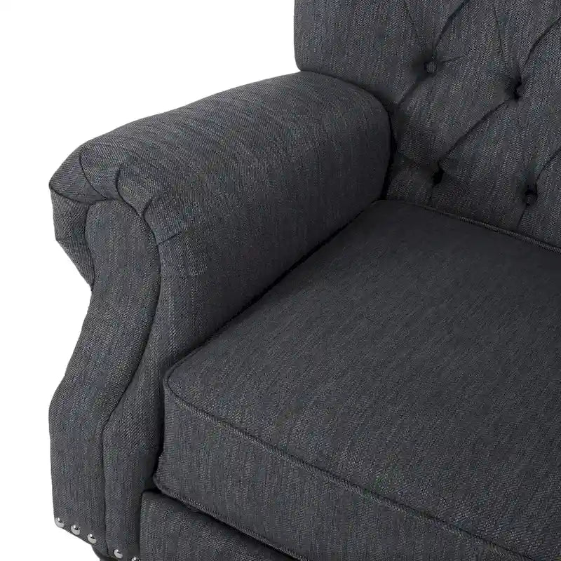 Fabric and Rubberwood Recliner with Nailhead Trim by