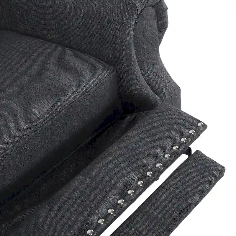 Fabric and Rubberwood Recliner with Nailhead Trim by
