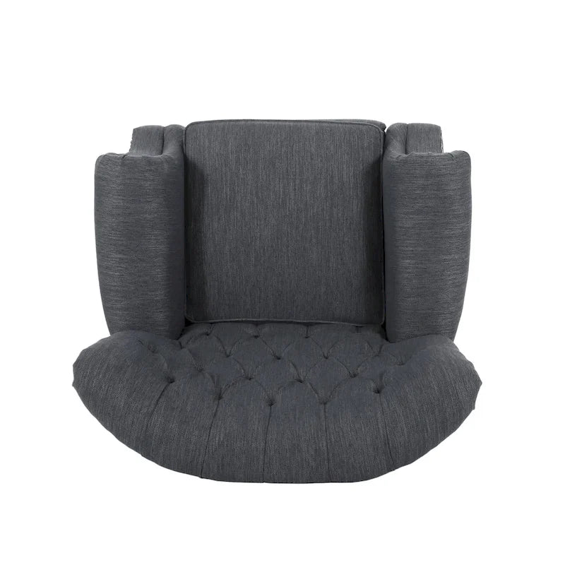 Fabric and Rubberwood Recliner with Nailhead Trim by