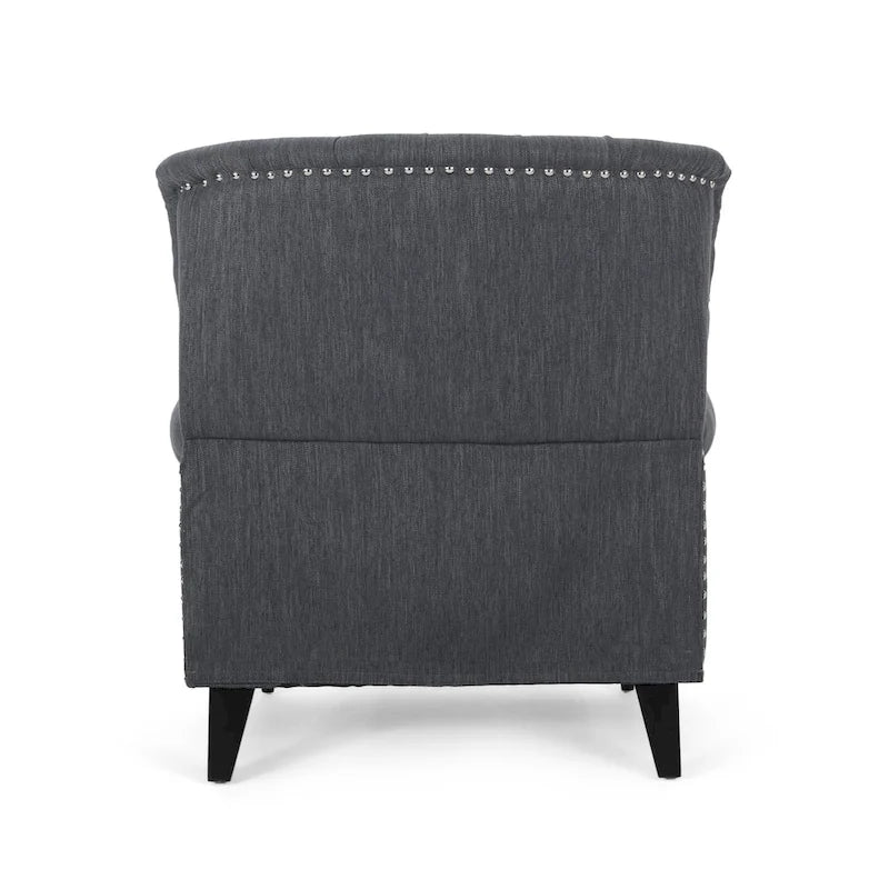 Fabric and Rubberwood Recliner with Nailhead Trim by