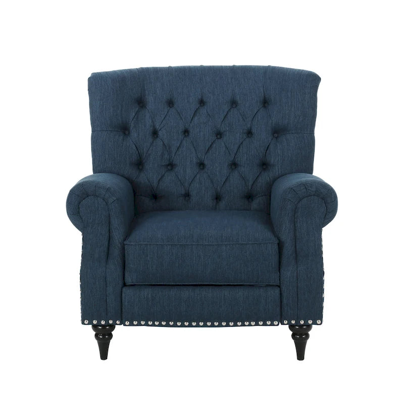 Fabric and Rubberwood Recliner with Nailhead Trim by