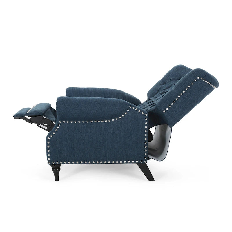 Fabric and Rubberwood Recliner with Nailhead Trim by