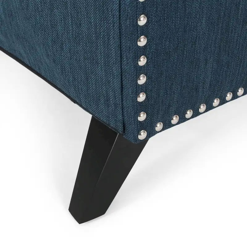 Fabric and Rubberwood Recliner with Nailhead Trim by