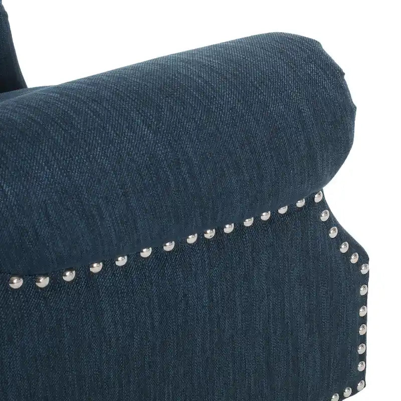 Fabric and Rubberwood Recliner with Nailhead Trim by