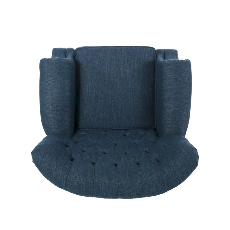 Fabric and Rubberwood Recliner with Nailhead Trim by