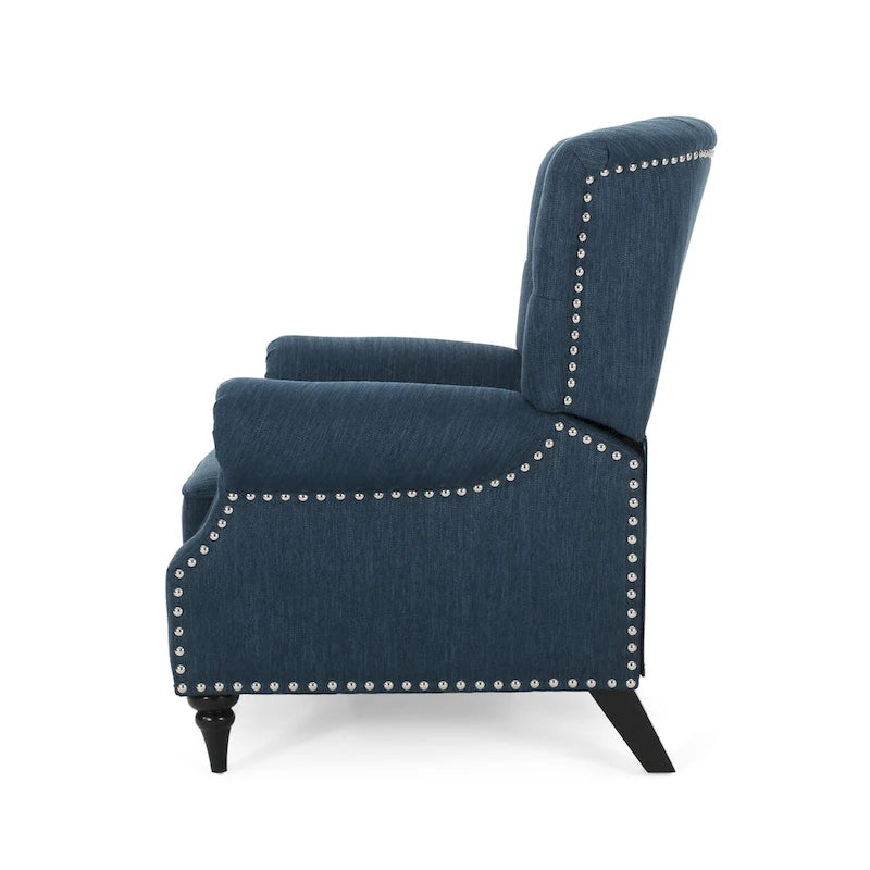 Fabric and Rubberwood Recliner with Nailhead Trim by