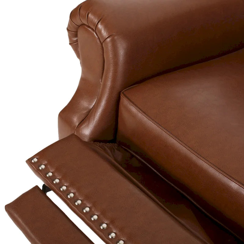 Fabric and Rubberwood Recliner with Nailhead Trim by