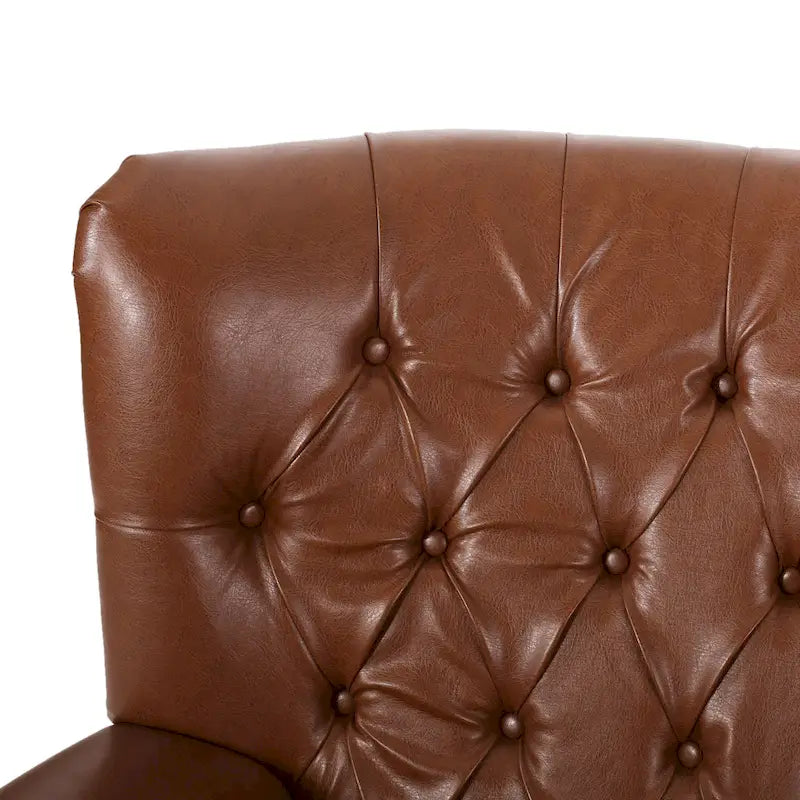 Fabric and Rubberwood Recliner with Nailhead Trim by