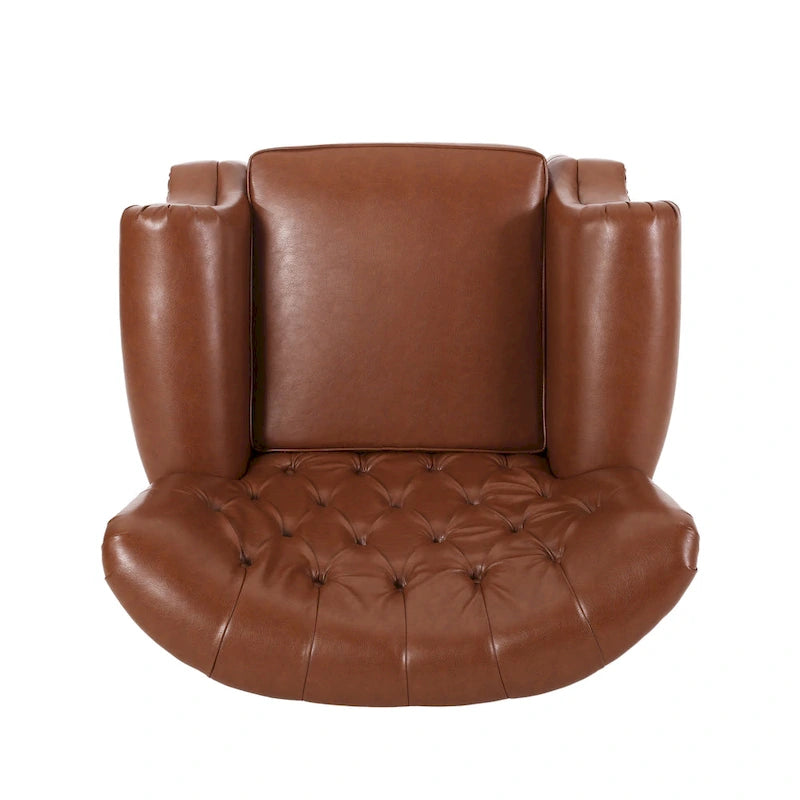 Fabric and Rubberwood Recliner with Nailhead Trim by