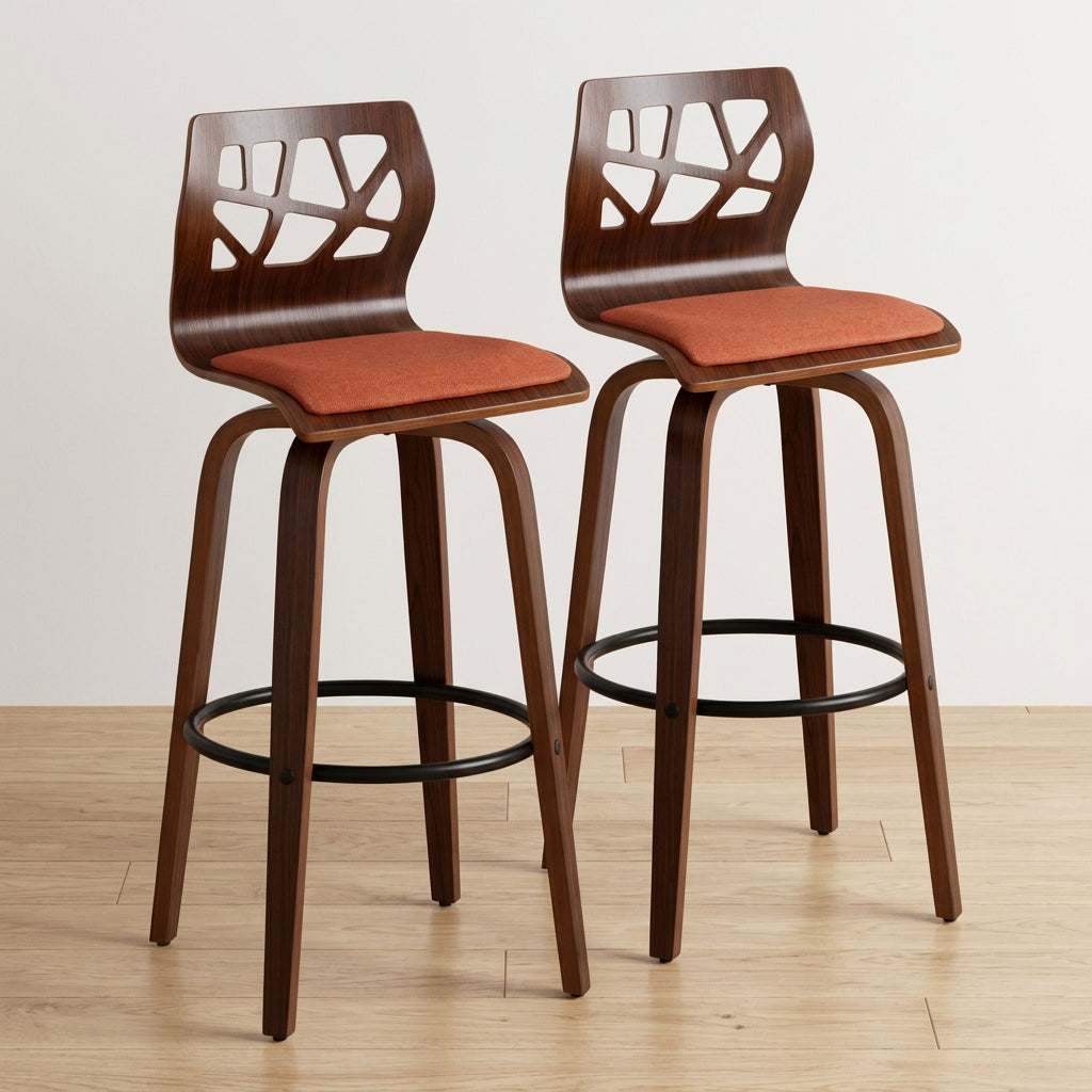 Carson Carrington Sala 30 Fixed-Height Bar Stool with Bent Wood Legs & Round Footrest (Set of 2)