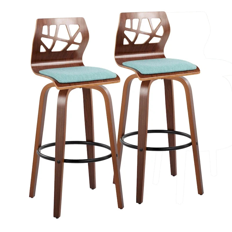 Carson Carrington Sala 30 Fixed-Height Bar Stool with Bent Wood Legs & Round Footrest (Set of 2)
