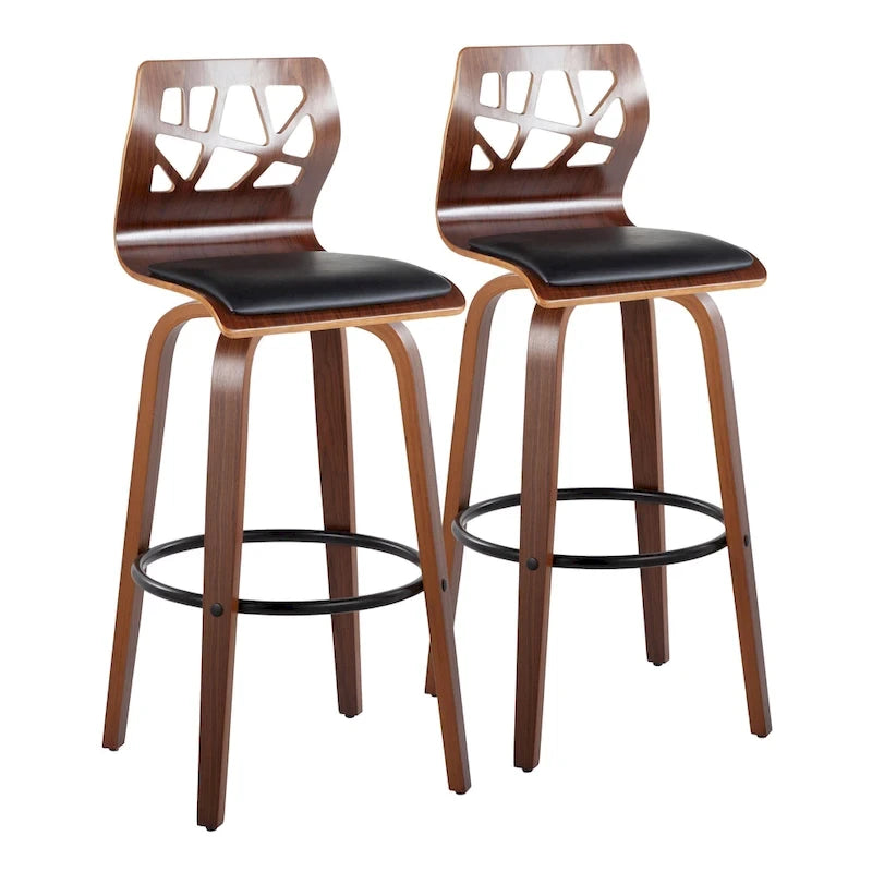 Carson Carrington Sala 30 Fixed-Height Bar Stool with Bent Wood Legs & Round Footrest (Set of 2)