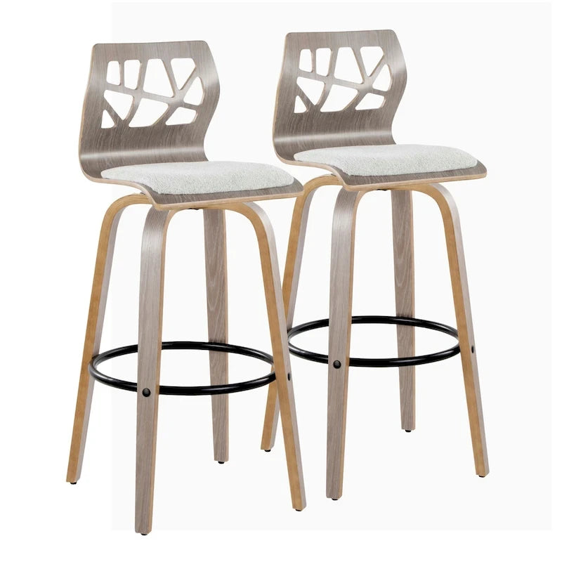 Carson Carrington Sala 30 Fixed-Height Bar Stool with Bent Wood Legs & Round Footrest (Set of 2)