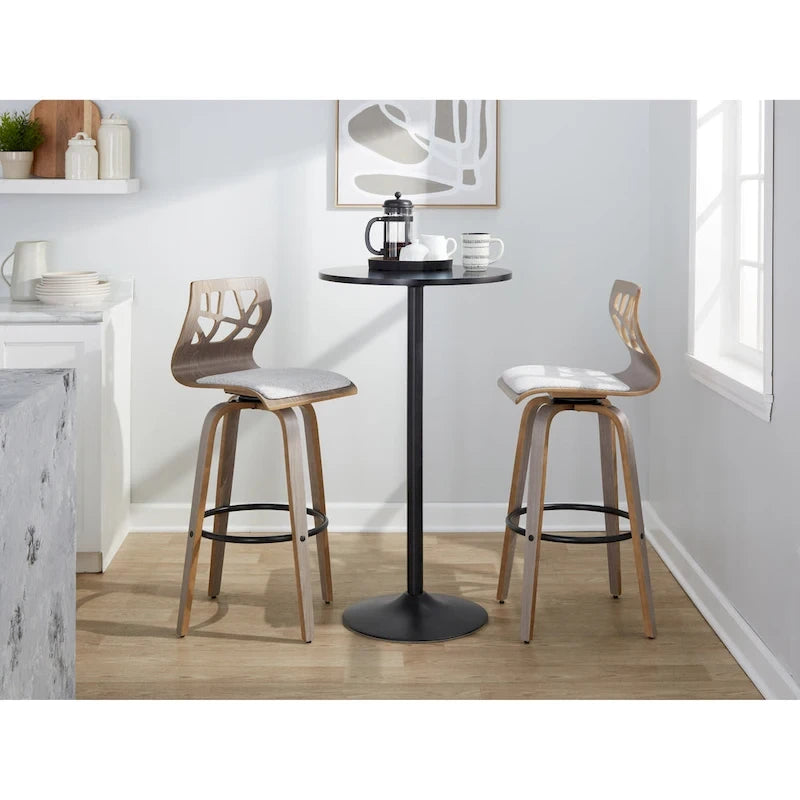 Carson Carrington Sala 30 Fixed-Height Bar Stool with Bent Wood Legs & Round Footrest (Set of 2)