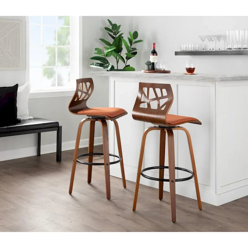 Carson Carrington Sala 30 Fixed-Height Bar Stool with Bent Wood Legs & Round Footrest (Set of 2)