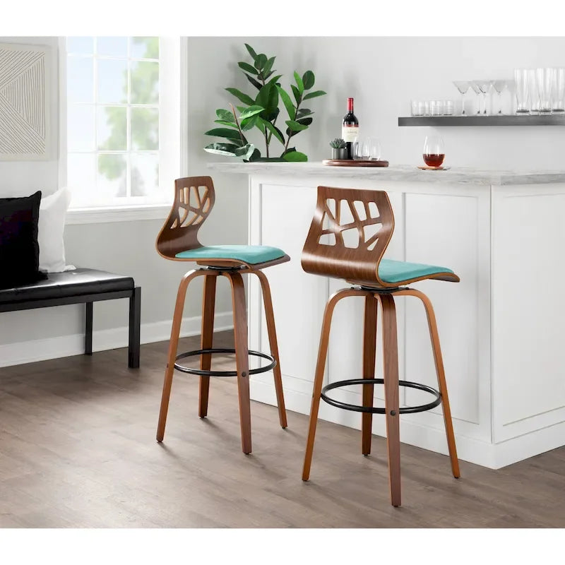 Carson Carrington Sala 30 Fixed-Height Bar Stool with Bent Wood Legs & Round Footrest (Set of 2)