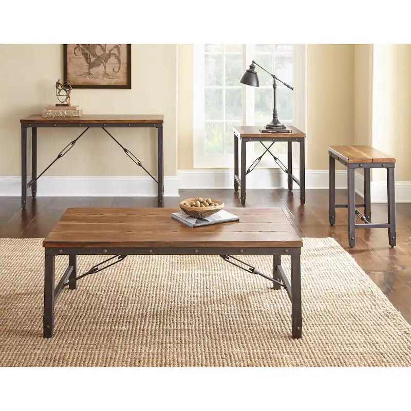 Gatling Natural Industrial Chairside Table