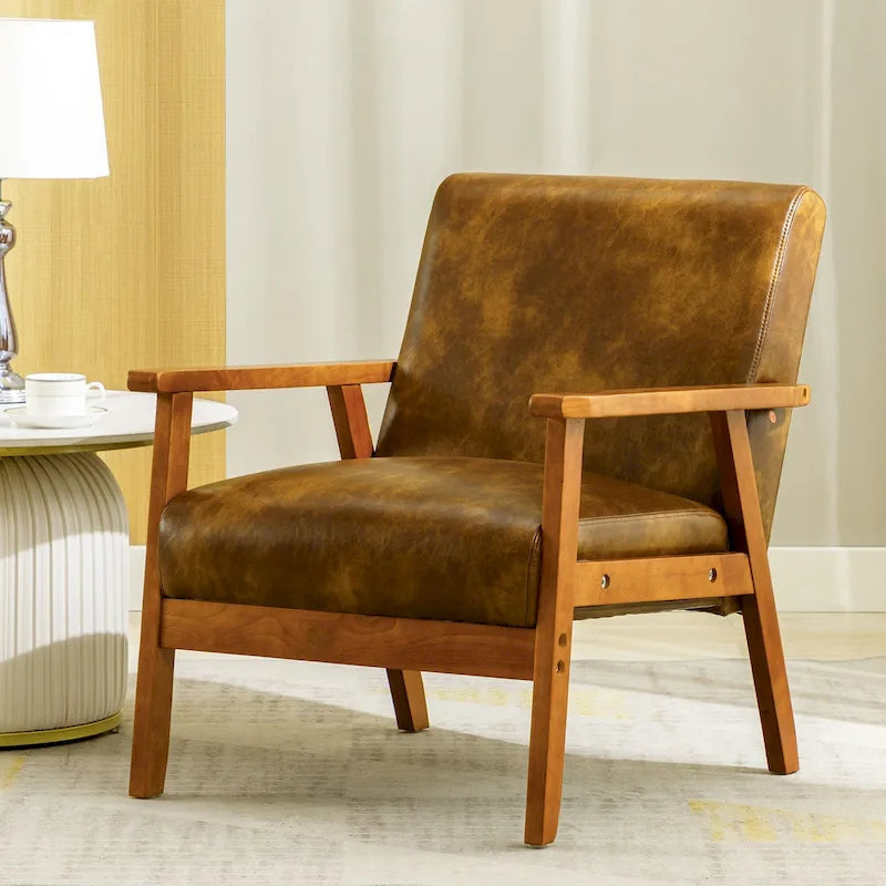 Padded Seat Wooden Lounge Armchair