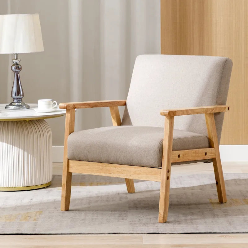 Padded Seat Wooden Lounge Armchair