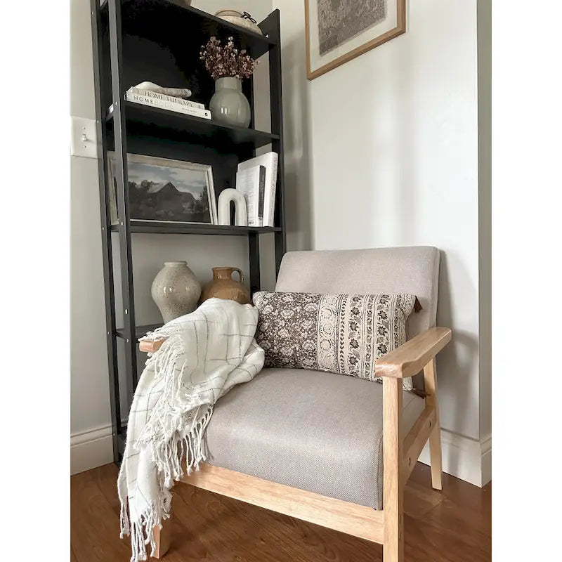 Padded Seat Wooden Lounge Armchair