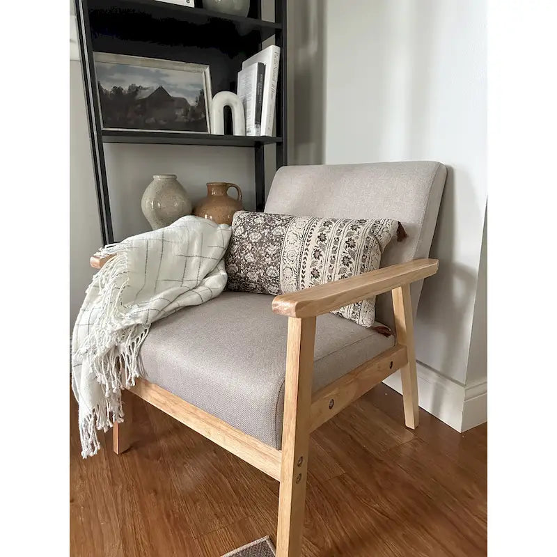 Padded Seat Wooden Lounge Armchair