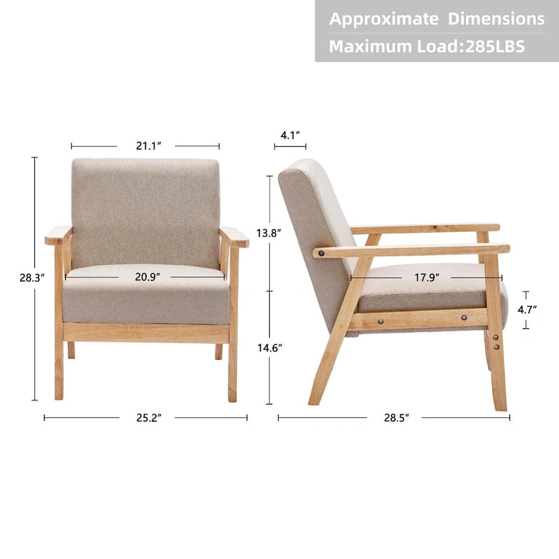 Padded Seat Wooden Lounge Armchair