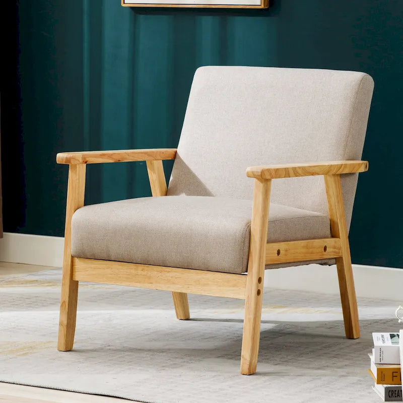 Padded Seat Wooden Lounge Armchair