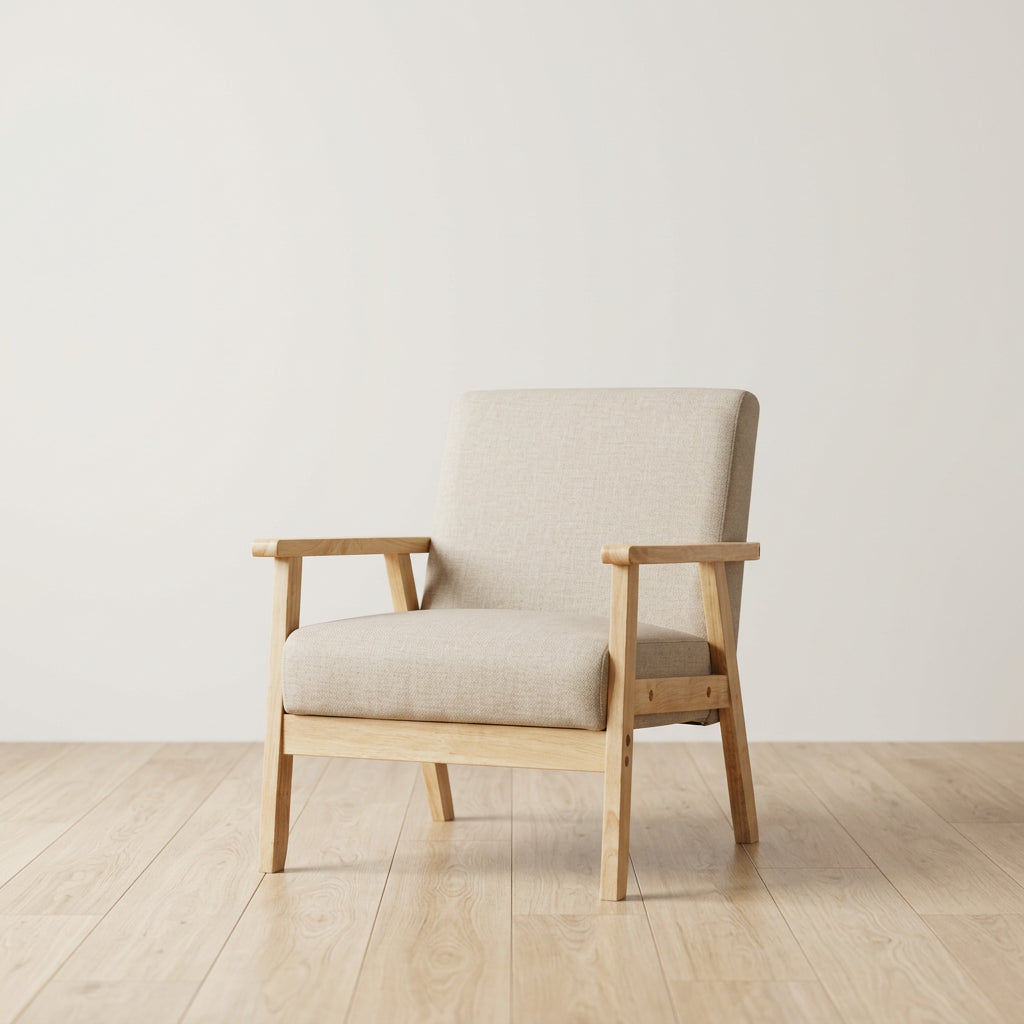 Padded Seat Wooden Lounge Armchair