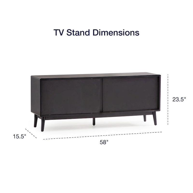 Brookside Madison Mid Century Modern TV Stand for TV's up to 65 Sliding Doors and Cable Management