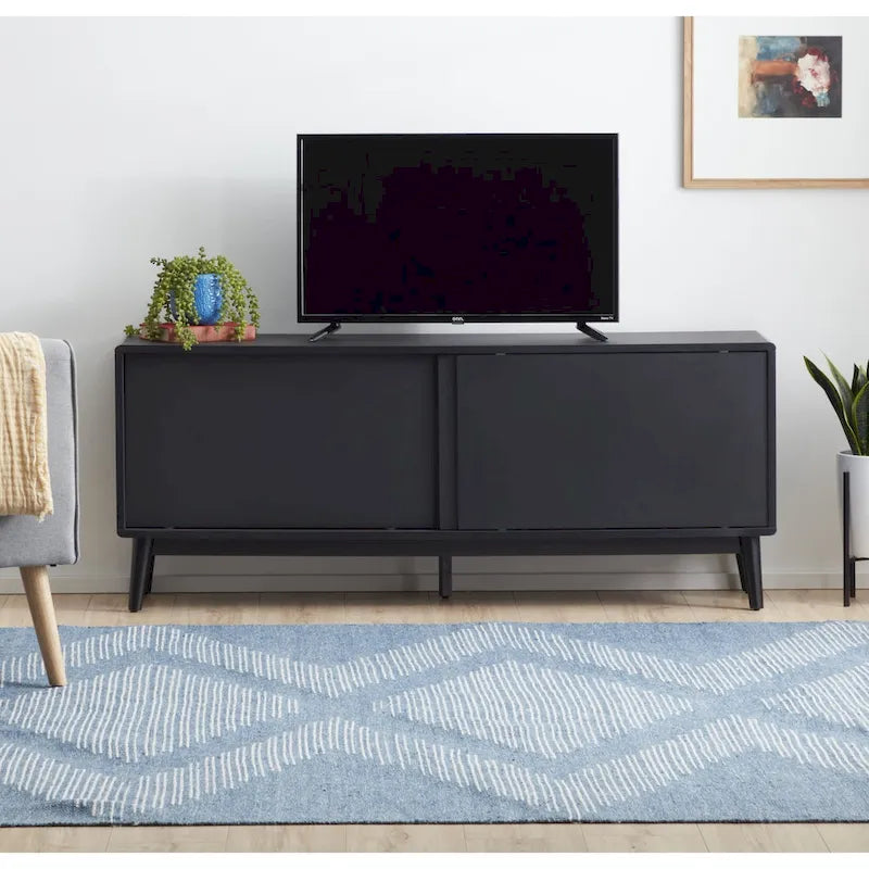 Brookside Madison Mid Century Modern TV Stand for TV's up to 65 Sliding Doors and Cable Management