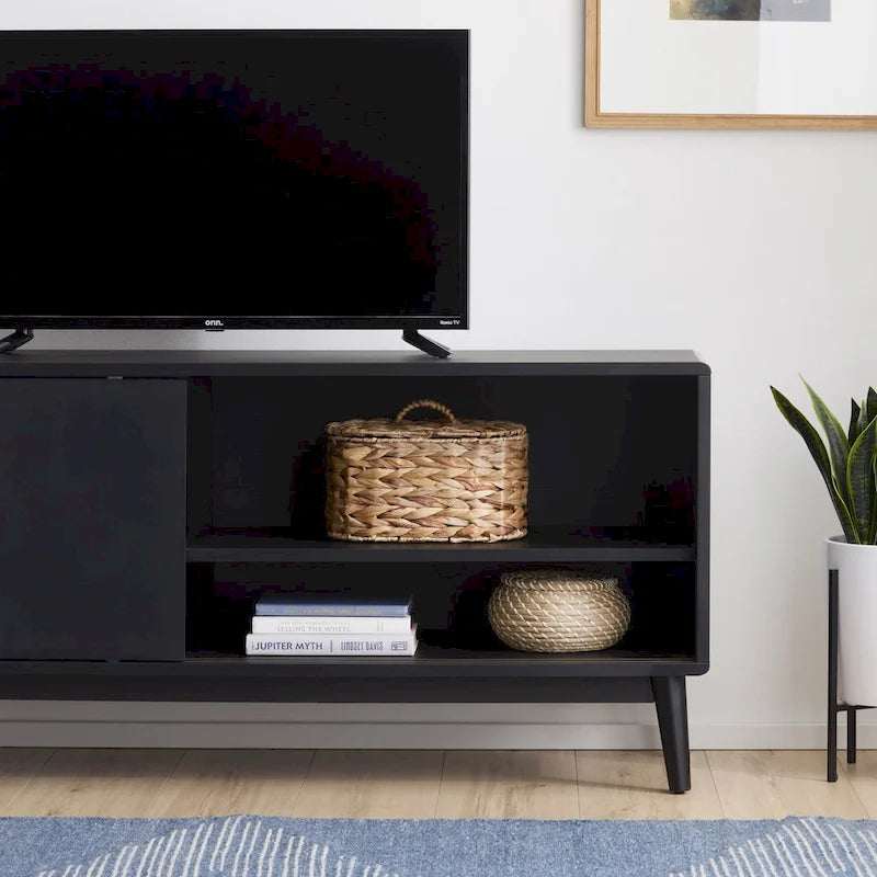 Brookside Madison Mid Century Modern TV Stand for TV's up to 65 Sliding Doors and Cable Management