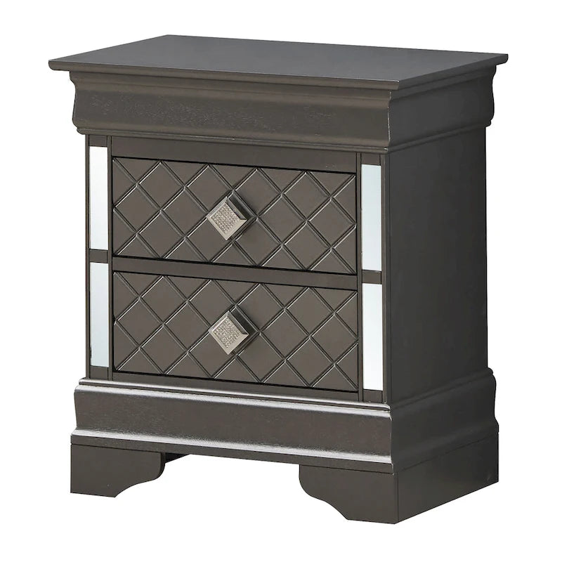 Verona Mirrored Wood 2-drawer Nightstand