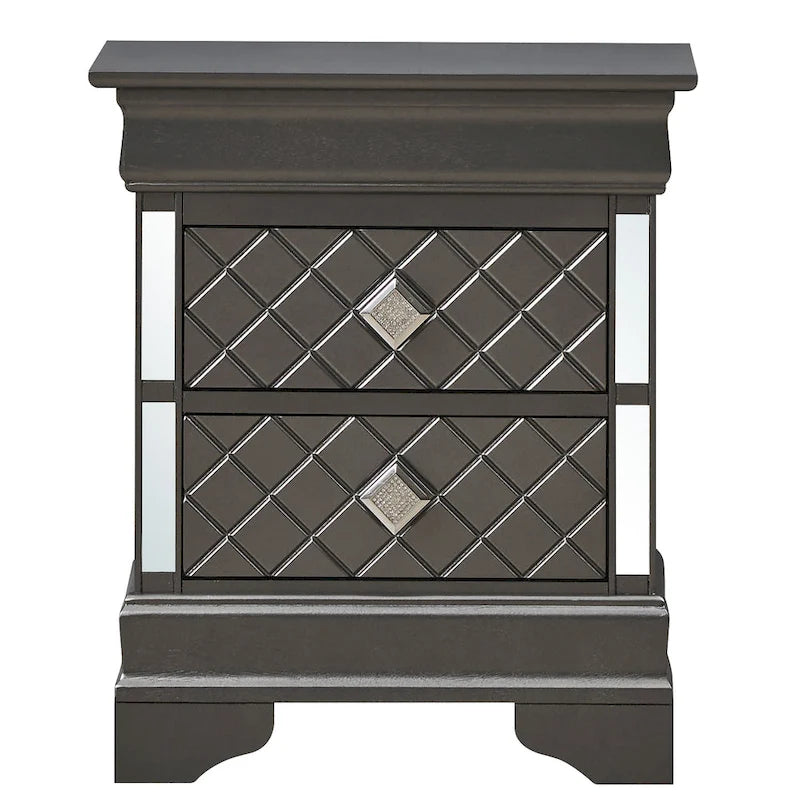 Verona Mirrored Wood 2-drawer Nightstand