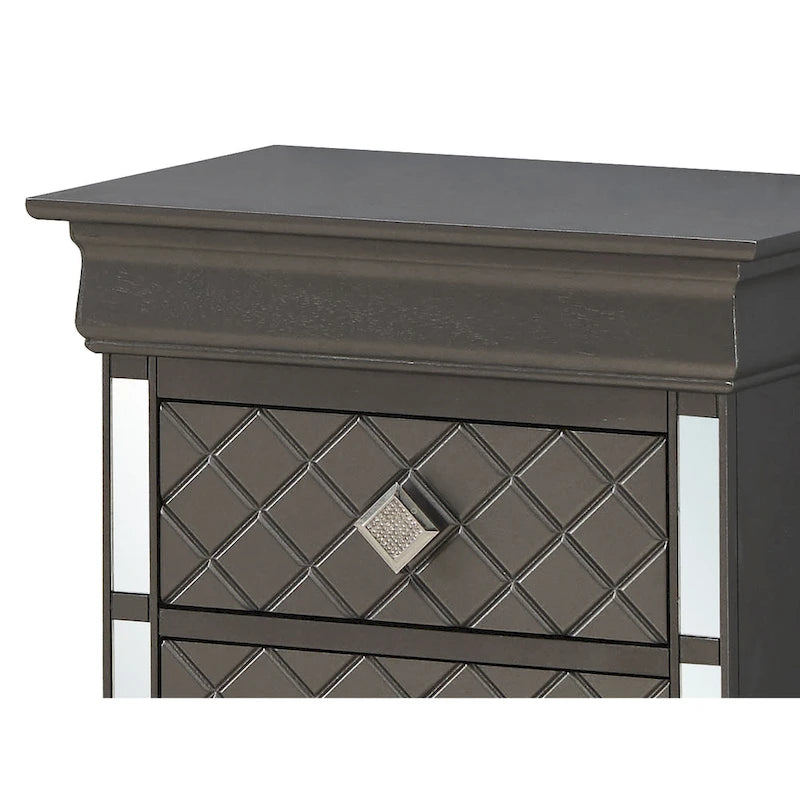 Verona Mirrored Wood 2-drawer Nightstand