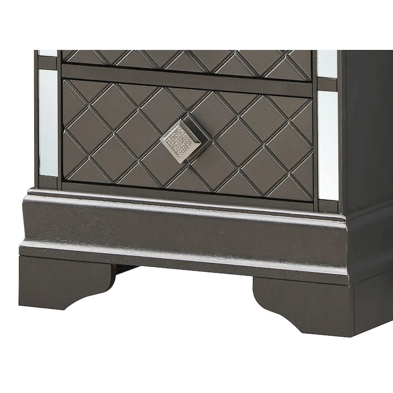 Verona Mirrored Wood 2-drawer Nightstand