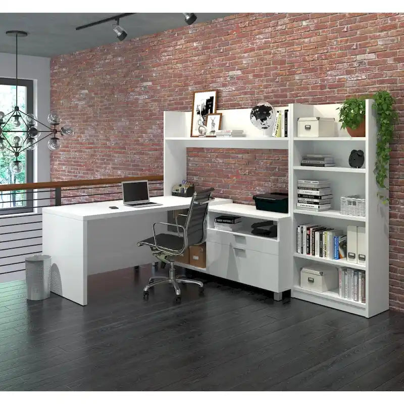 L-Desk with Bookcase