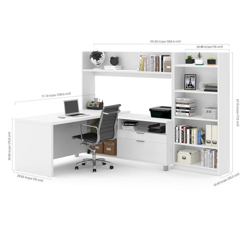 L-Desk with Bookcase