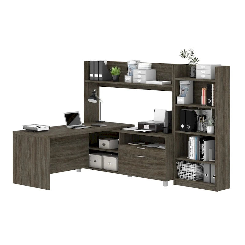 L-Desk with Bookcase