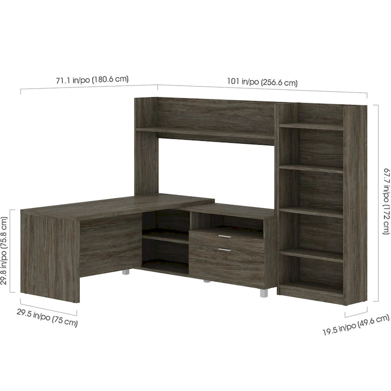 L-Desk with Bookcase