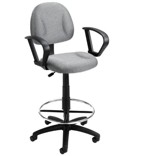 Adjustable Black Loop Arm Drafting Stool with Wheel Casters