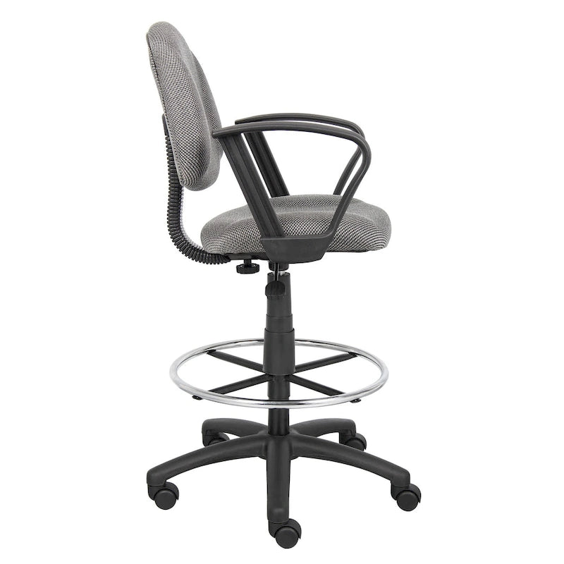 Adjustable Black Loop Arm Drafting Stool with Wheel Casters