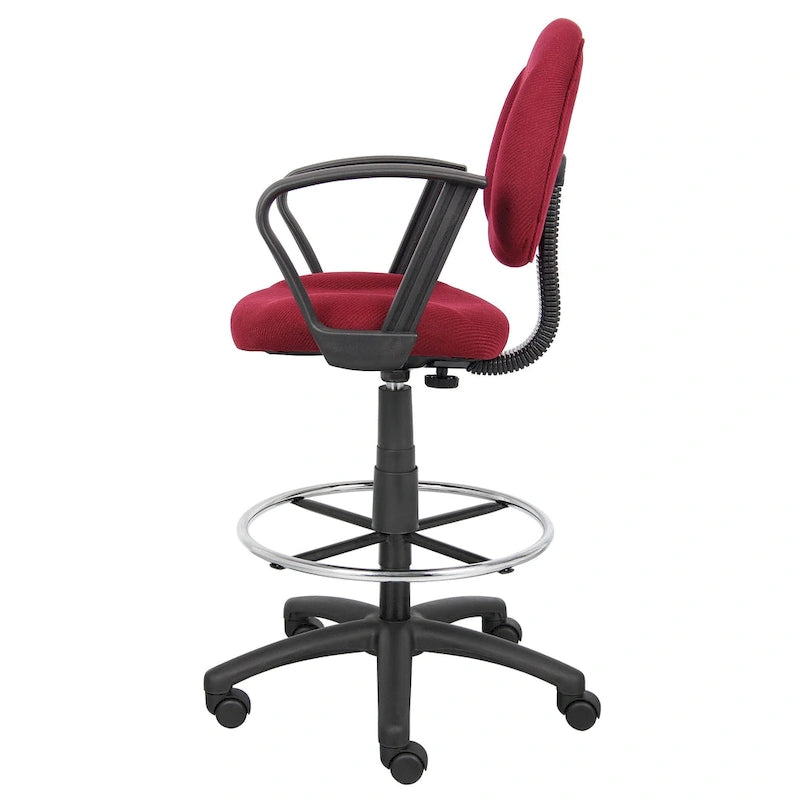Adjustable Black Loop Arm Drafting Stool with Wheel Casters