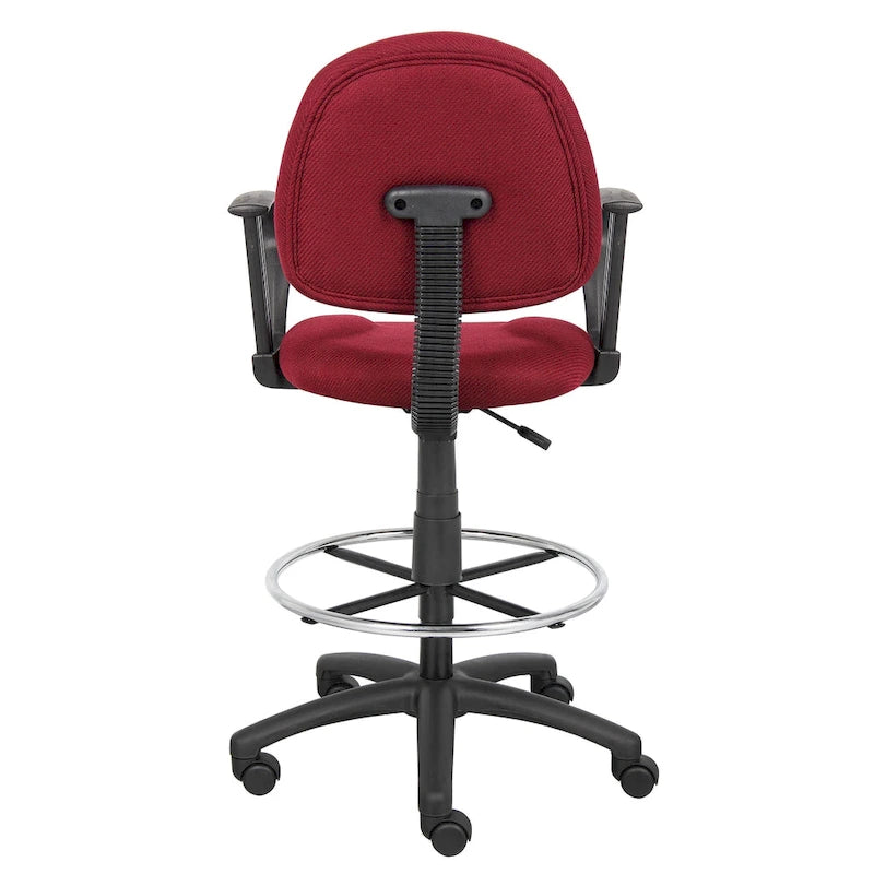 Adjustable Black Loop Arm Drafting Stool with Wheel Casters
