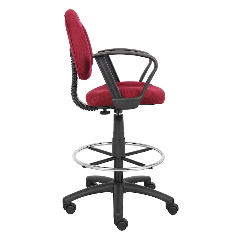 Adjustable Black Loop Arm Drafting Stool with Wheel Casters