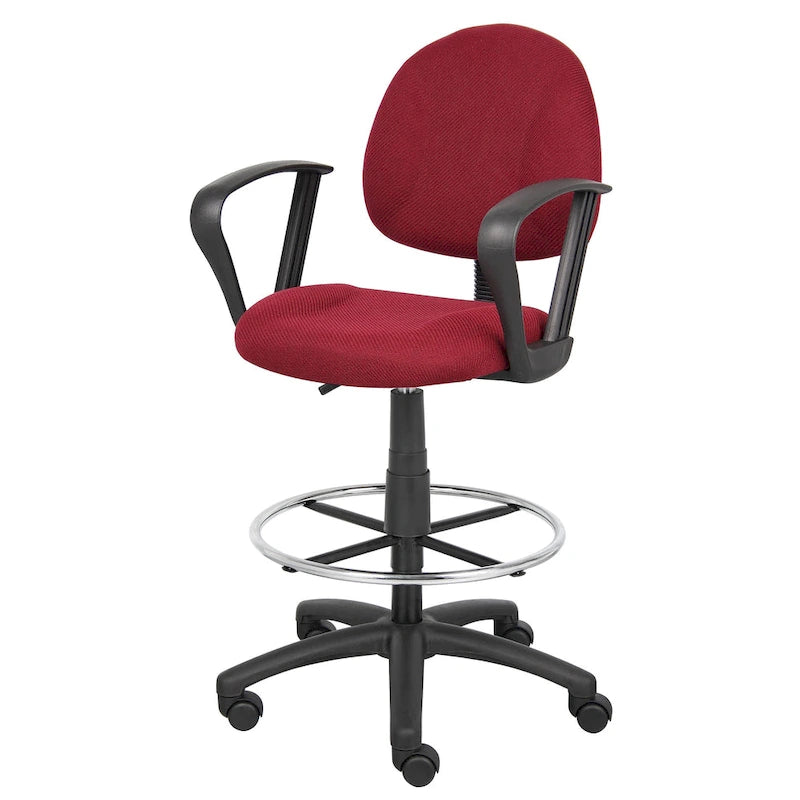 Adjustable Black Loop Arm Drafting Stool with Wheel Casters