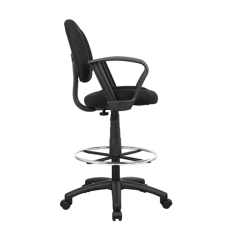 Adjustable Black Loop Arm Drafting Stool with Wheel Casters